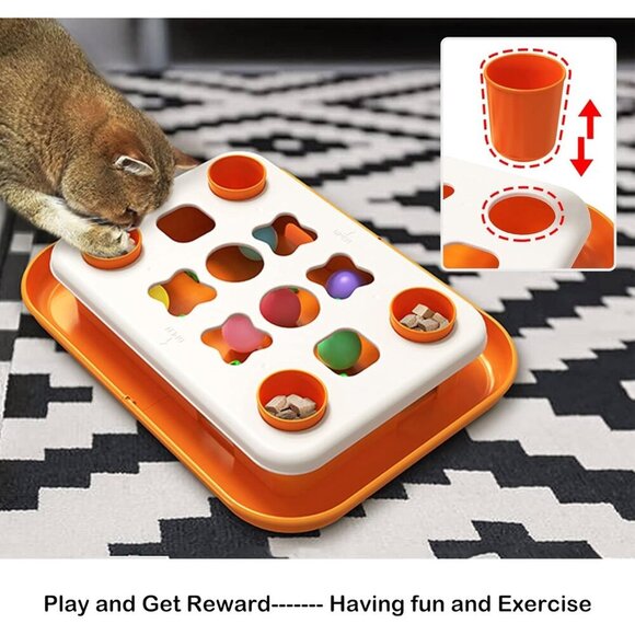 AUTENS Cat Toy Puzzle Track Ball Feeder Interactive Chase Exercise Treat Hunting - Picture 4 of 7